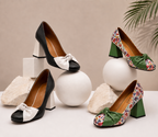 Monochrome Knot Block Heel