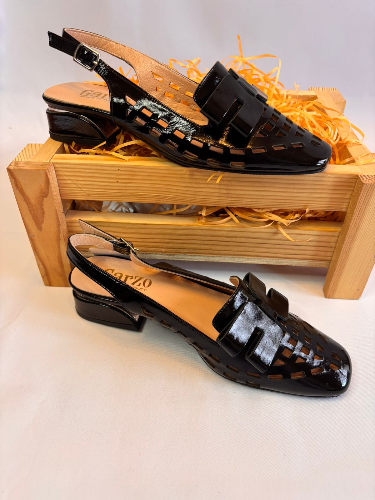 Leather Lattice Slingback