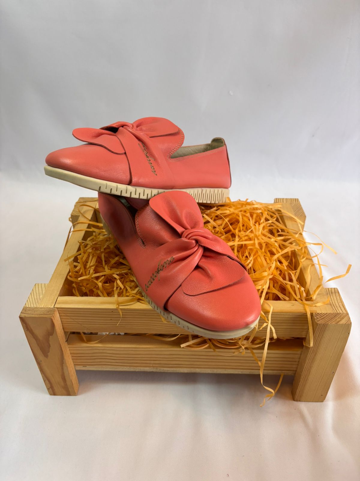 Coral Bow Slip-On Flats