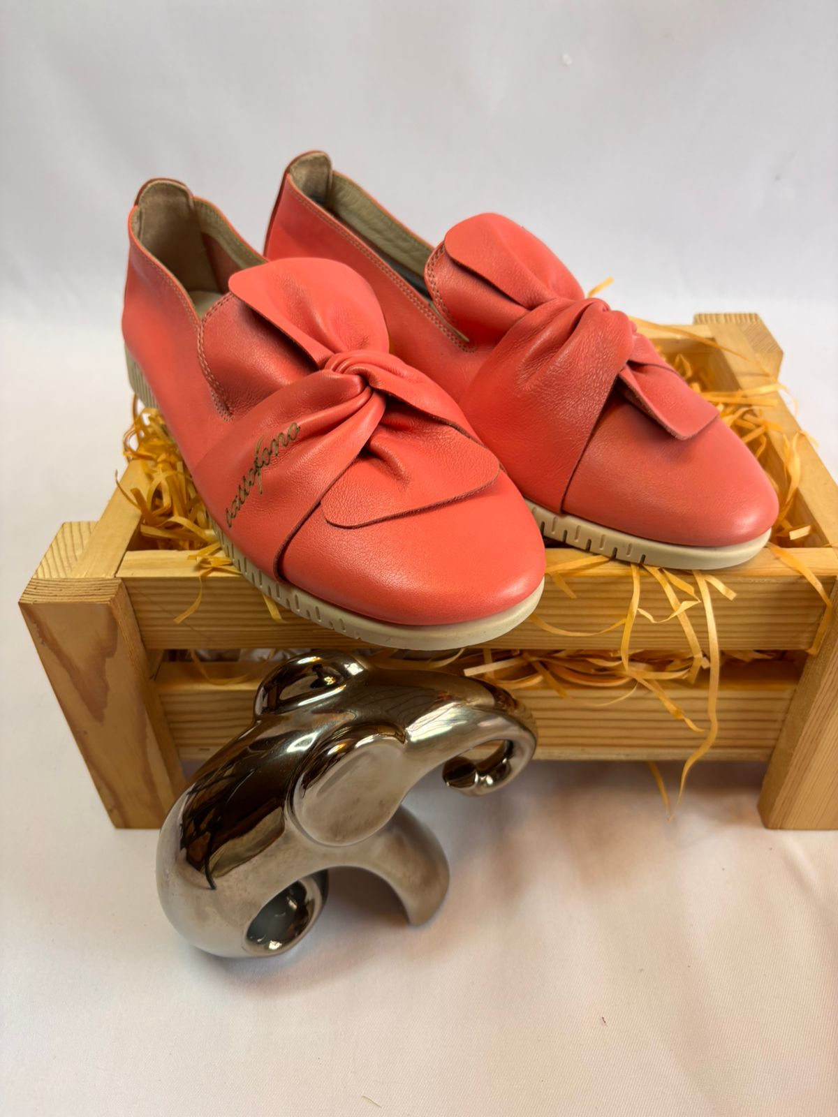 Coral Bow Slip-On Flats