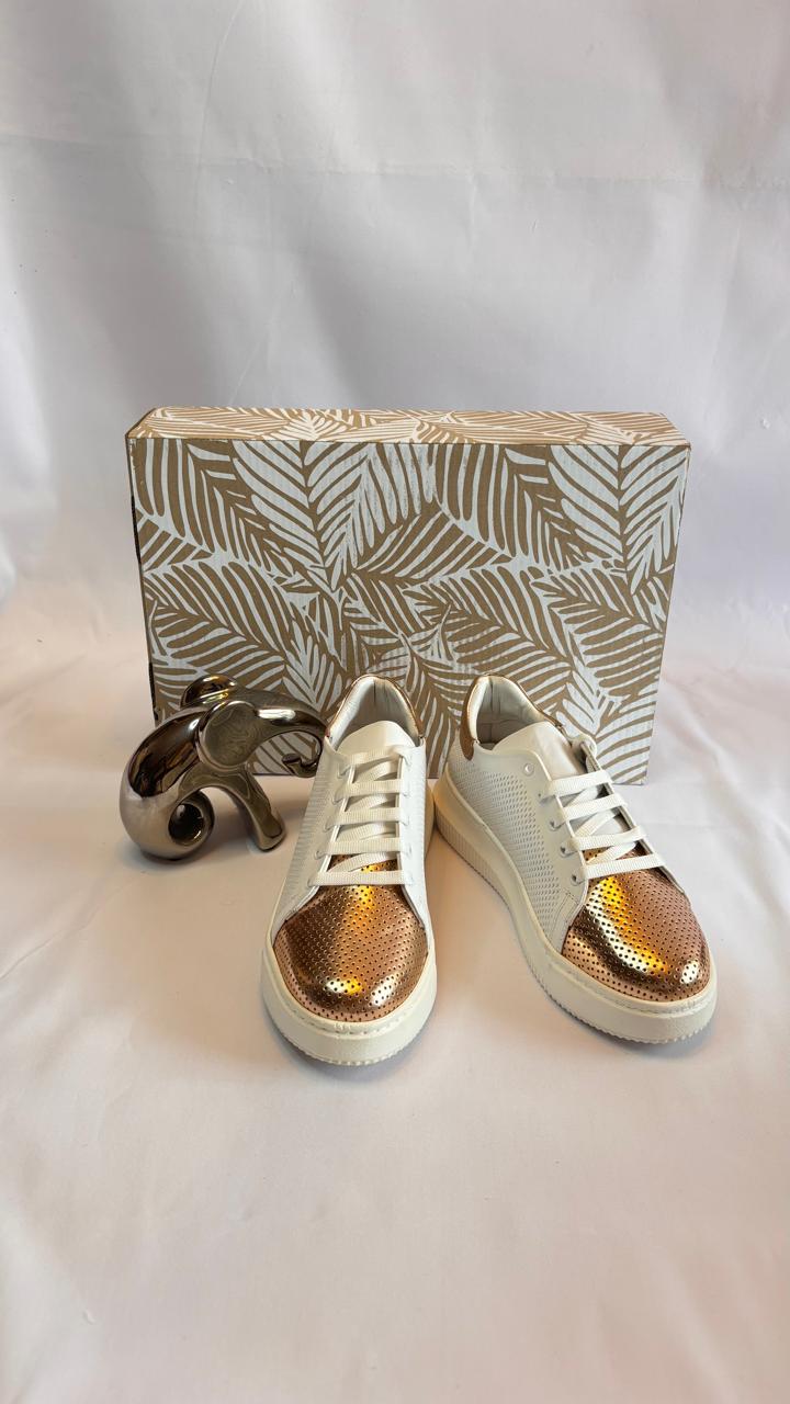 Metallic-Cap Knit Sneaker