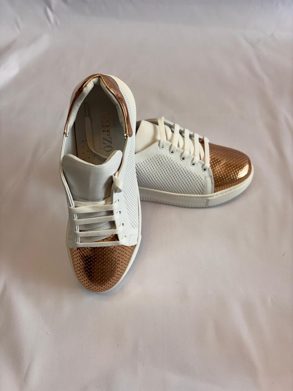 Metallic-Cap Knit Sneaker