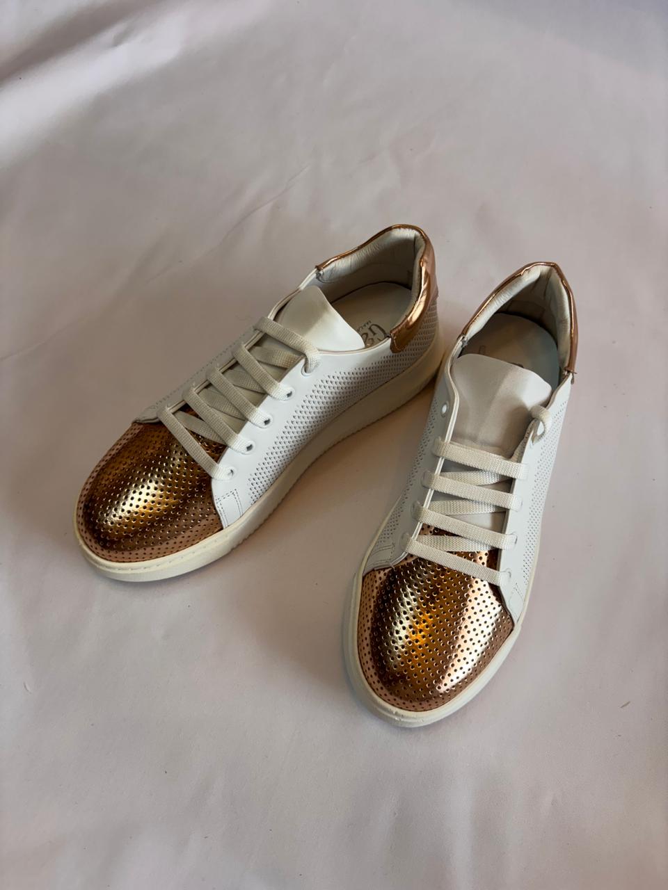 Metallic-Cap Knit Sneaker