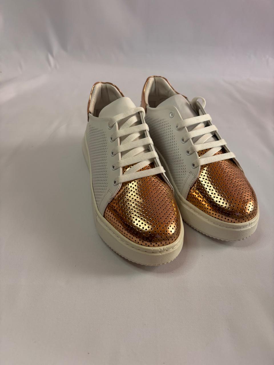 Metallic-Cap Knit Sneaker