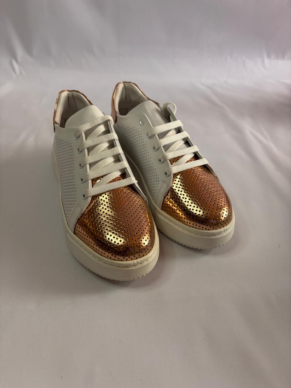 Metallic-Cap Knit Sneaker