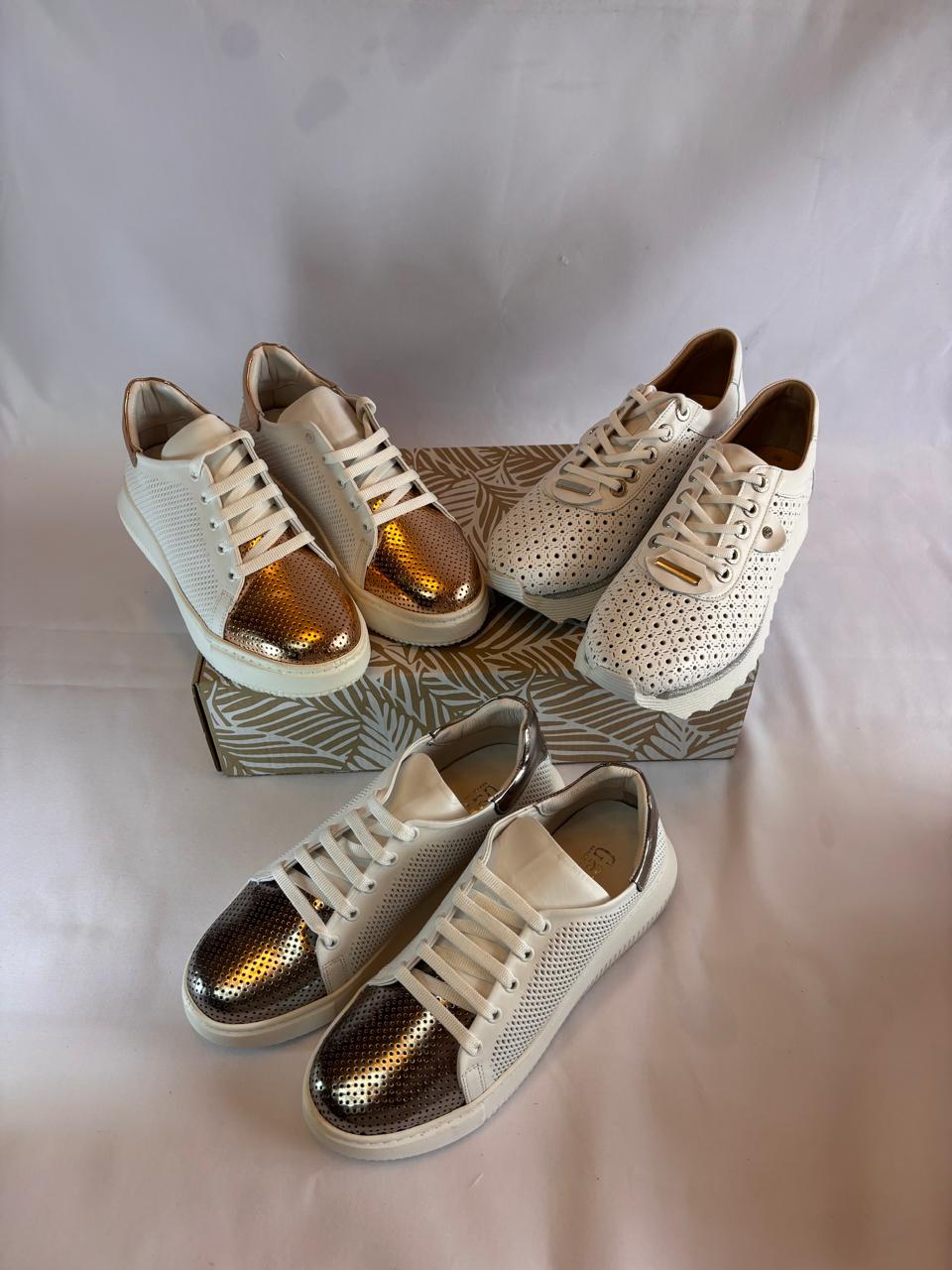 Metallic-Cap Knit Sneaker