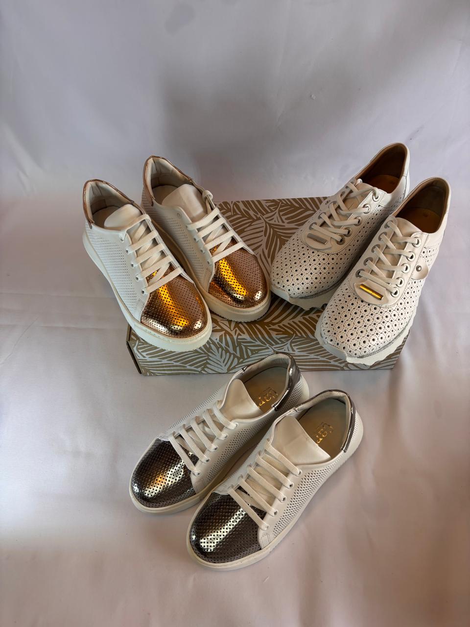 Metallic-Cap Knit Sneaker