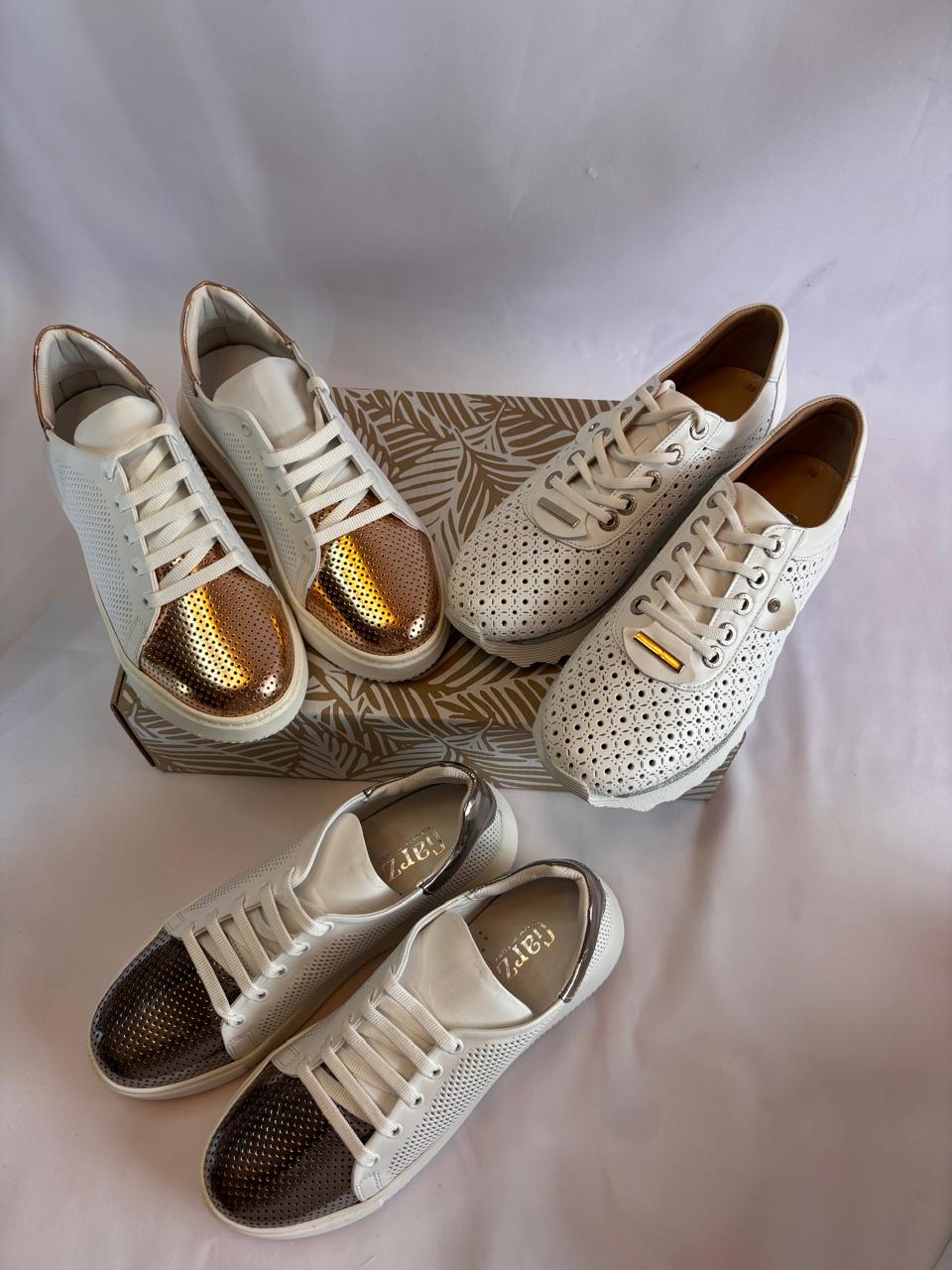 Metallic-Cap Knit Sneaker
