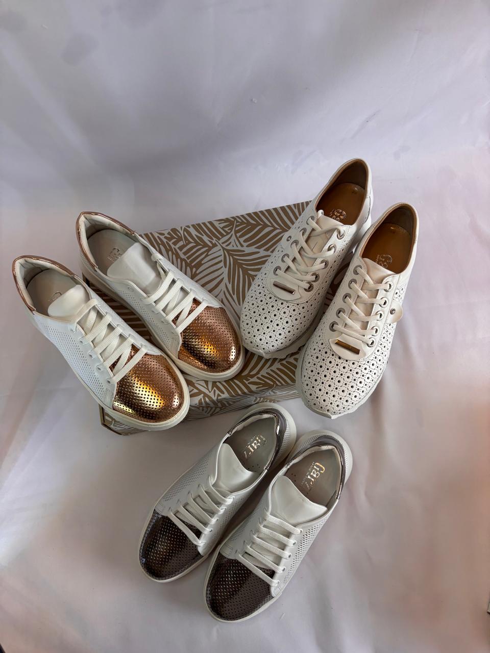 Metallic-Cap Knit Sneaker