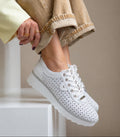 White Perforated Platform Sneaker