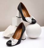Monochrome Knot Block Heel