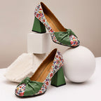 Monochrome Knot Block Heel