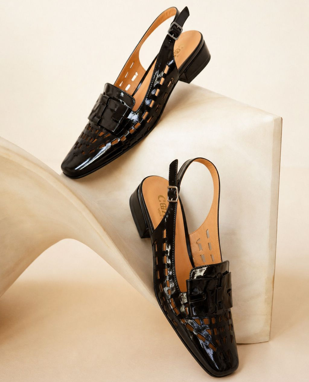 Leather Lattice Slingback