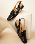 Leather Lattice Slingback