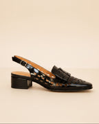 Leather Lattice Slingback