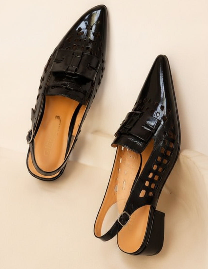 Leather Lattice Slingback