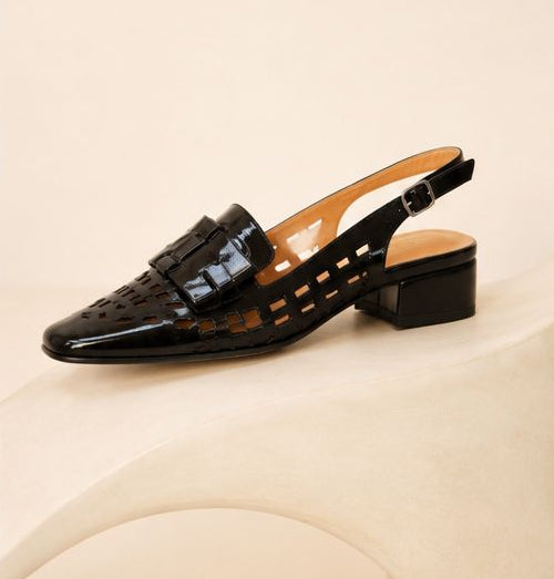 Leather Lattice Slingback