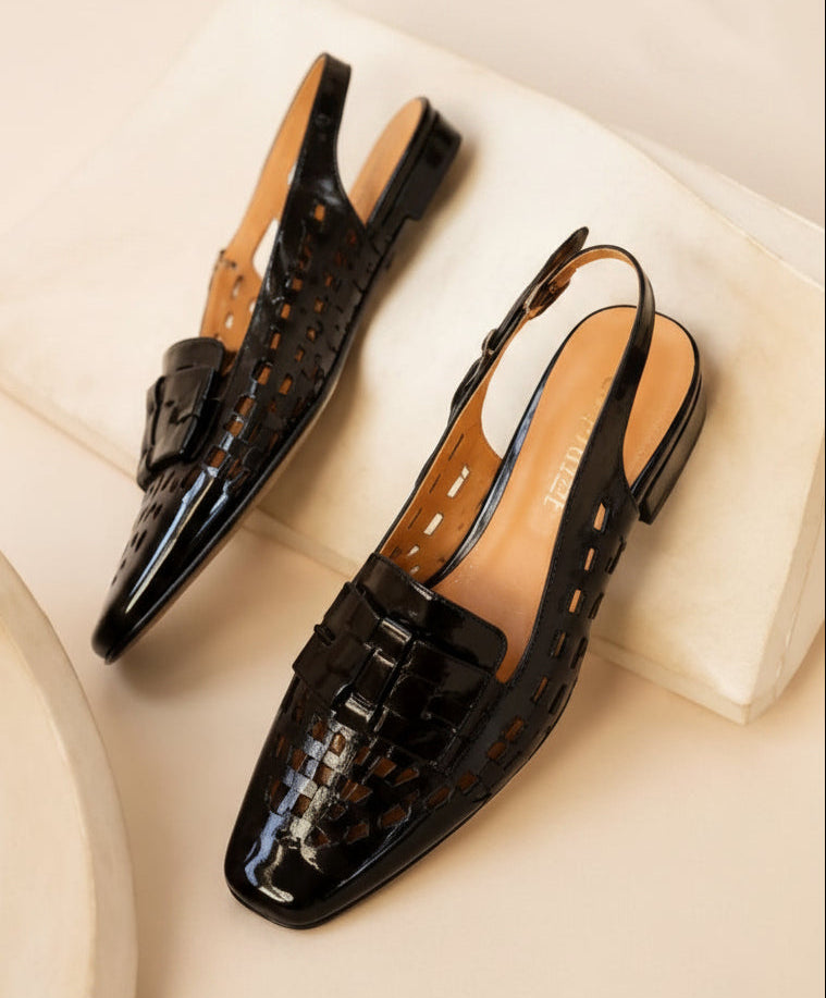 Leather Lattice Slingback
