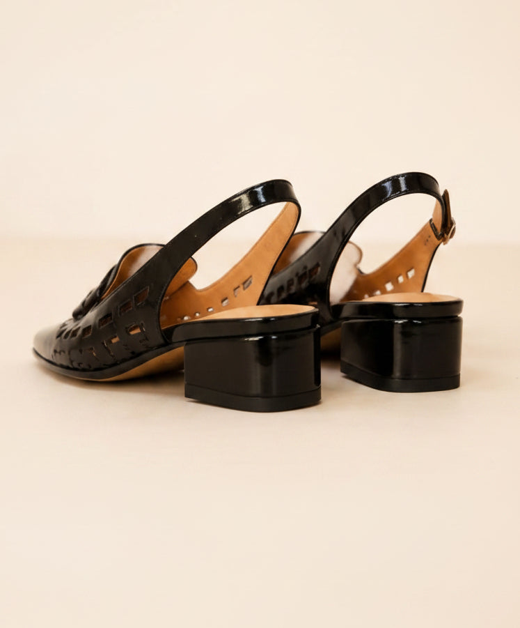 Leather Lattice Slingback