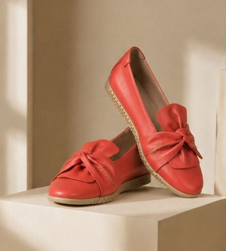 Coral Bow Slip-On Flats