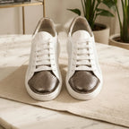 Metallic-Cap Knit Sneaker
