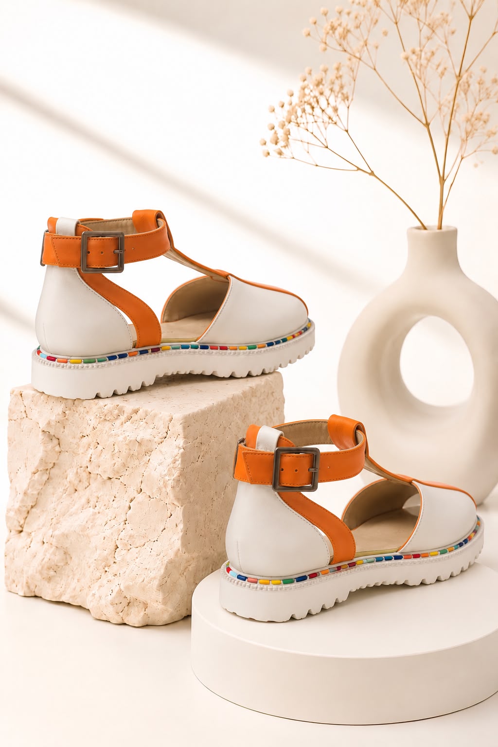 White T-Bar Sandal