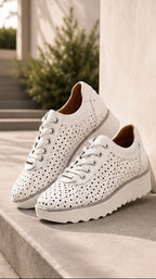 White Perforated Platform Sneaker