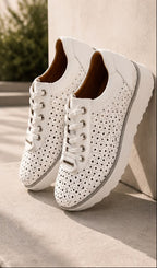 White Perforated Platform Sneaker