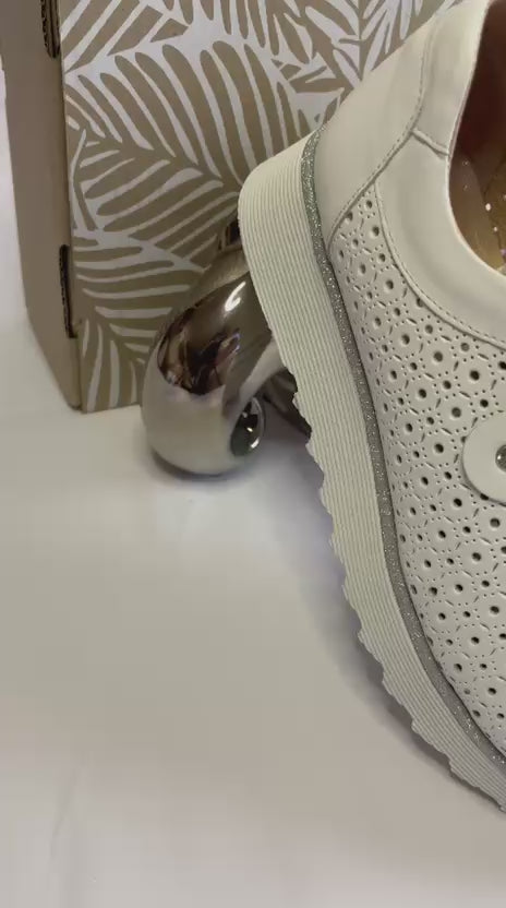 White Perforated Platform Sneaker