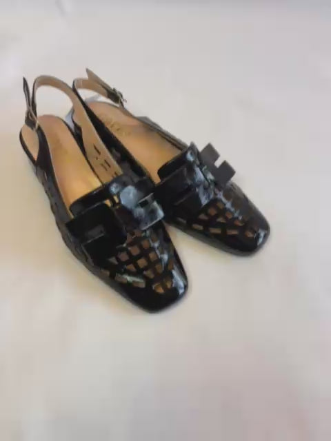 Leather Lattice Slingback