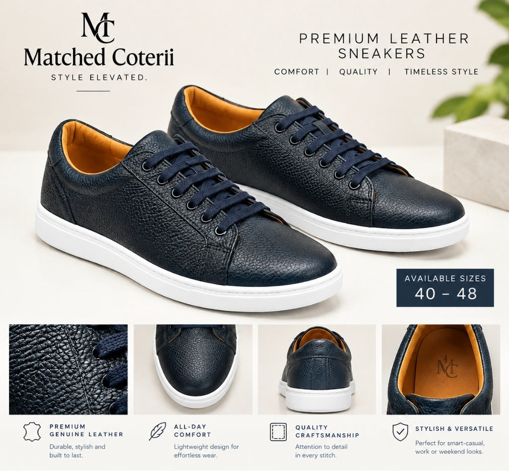 Navy blue on White Male Sneakers